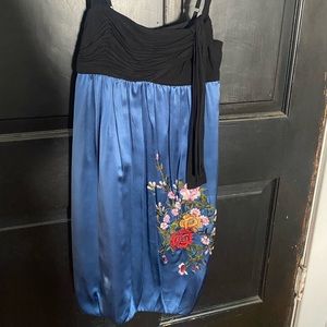 BCBG maxazria bluish purple silk dress, black top. Size 2